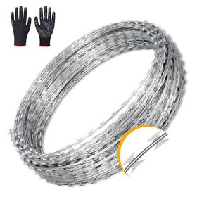 Aggfencer Ajr0rw0049 49ft Barbed Razor Wire Hot-dip Galvanized Barb Single Spiral