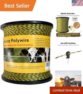 Ai Yuyu 614163866306 Upgraded Electric Fence Polywire 3366 Feet 1026 Meters Yellow