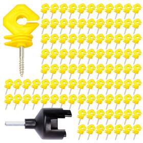 Ehui Elxhmj100y 100 Pcs Yellow Screw-in Insulators For Electric Fence Pack