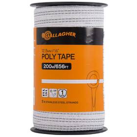 Gallagher G623044 Electric Fence Poly Tape Ultra White 656 Ft Roll 5 M