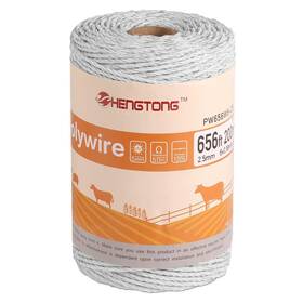 Pw656w6-25 Hengtong Electric Fence Wire 656 Feet 200 Meters 6 Stainless Steel 656ft White