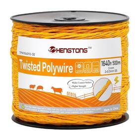 Tpw1640y2-30 Hengtong Electric Fence Twisted Poly Wire 1640ft 500m 2 X 0.3mm Stainless 500 Yellow