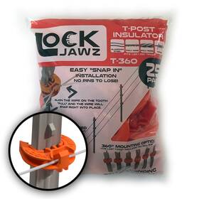 Lock Jawz Lj T360 Orange Lockjawz T-post Fence Insulator Orange