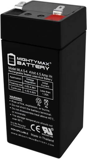 Ml4.5-48fba Mighty Max Battery 4 Volt 4.5 Ah Sla For Zareba 2 Mile Fence Solar