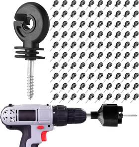 Insulator-004 Mvmva 100pcs Electric Fence Insulator Screw-in Ring Post For Wood Grid Black