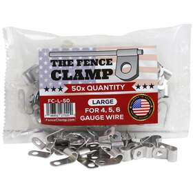 Cp-fc-50 The Fence Clamp 50x Large - Thick Us-made Wire Clips 5052 H32 Aluminum