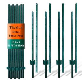 Thealyn T-post-0001 7ft Fence Posts Pack Of 10 - Sturdy Metal 7 Feet Requires Assembly
