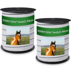 Wowangce Hmy-wowangce-02900 2 Rolls 500 Ft X 1 Inch Electric Fence Polytape 500ft 1in White