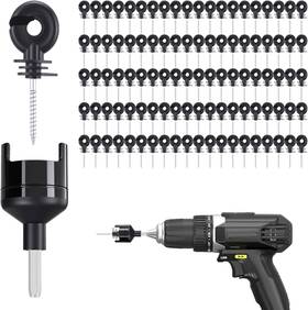 Wutfuooo 663463 1 100pcs Electric Fence Insulator - Insulators For Wooden Black