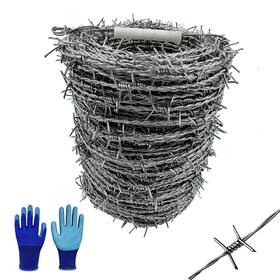 Yagjia Yjb4 Barbed Wire Fence - 328 Ft 4 Point 18 Gauge 1.6mm 328ft Silver