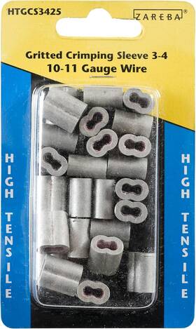 Zareba Htgcs3425 Gritted Crimping Sleeve 3-4 - Splice Wire 1 Pack Blue And Silver