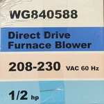 Discount Hvac DE-WG840588 Diversitech Direct Drive Furnace Blower. Fixed Price $84.97.