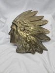 Brass Native American Indian Chief Head Wall Hanging Plaque 13+". Fixed Price $75.00.
