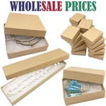 Bulk Cardboard Kraft Paper Jewelry Gift Boxes Cotton Filled Brown - For Shipping. Fixed Price $32.49.