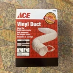 Ace Vinyl Duct 47458 W/ 2 Clamps 4" Diam 8' Long New Flexible, White Bath Vent. Fixed Price $12.10.