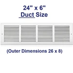 24" X 6" Steel Return Air Grilles Sidewall And Ceiling Hvac Vent Cover, White. Fixed Price $33.95.