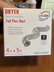 Lambro 4-INCH 5-FT. Dryer Foil Flex Transition Duct 495C. Fixed Price $15.00.