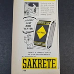 1953 Sakrete Concrete Sand Mortar Mix Vintage Print Build/repair Add Water. Fixed Price $6.34.