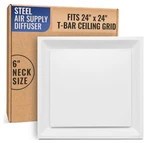 *dmged* 24" X Steel T-bar Drop Ceiling Lay Air Supply Diffuser W/ 6" Neck. Fixed Price $69.99.