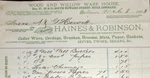1883 Haines & Robinson Wood Willow Warehouse Cedar Cordage Brushes Brooms. Fixed Price $11.50.