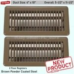 2 Pack Brown Air Register Grilles 4" X 10 Duct Size Steel Floor Welded Metal New. Fixed Price $22.35.
