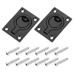 2PCS Flush Ring Pull 2.48"X1.73" Square Recessed Door With Screws Black. Fixed Price $17.20.