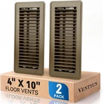 Brown Metal 4X10IN Adjustable Airflow Floor Register Vent Covers (2PK). Fixed Price $23.97.
