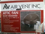 Air Vent Inc. Attic Fan, Roof Mounted (RV28BR) Fs. Fixed Price $140.00.