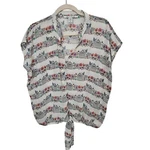 American Rag Semi Sheer Bd Tie Front Blouse Birdcage Floral Pattern Size Xl. Fixed Price $35.00.