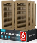 Floor Register 4X10, 6 Pack Brown Vent Covers, Heavy Duty Steel Walkable. Fixed Price $39.23.
