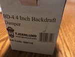 Tjernlund BD-4 Spring Return Backdraft Damper For 4" Ducts. Fixed Price $12.15.