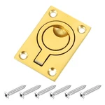 Flush Ring Pull 2.48"X1.73" Square Recessed Door With Screws Brass. Fixed Price $16.00.