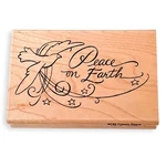 Rubber Stampendous Wooden Mounted Handle Peace On Earth Classic Christmas. Fixed Price $24.99.