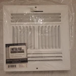 Four-way Vent, Sidewall/ceiling Register, Metal-fab MFSCR88W4 8/8. Fixed Price $25.00.