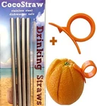 4 Stainless Steel Wide Smoothie Straws + Cleaning Brush Citrus Peeler -. Fixed Price $9.99.