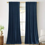 W52 X L120 Navy Blue Velvet Curtains Thermal Insulated High Ceiling Panels. Fixed Price $52.79.